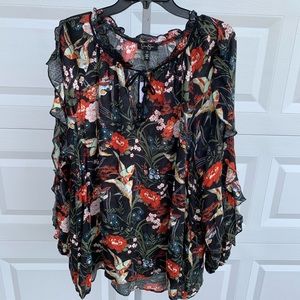 Jessica Simpson long sleeve women flowered blouse. Size 2x